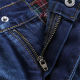 J Shaped Jeans Men's Jeans Motorcycle Pleated Ripped Stretch Trousers