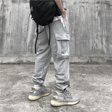 Men's plus Size Retro Sports Multi-Pocket Cargo Pants Men's High Street Elastic Waist Sweatpants Street Sports Harem Pants Men Pants