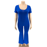 Women Plus Size Jumpsuits Tight-Fitting Solid Color Wide-Leg Jumpsuit