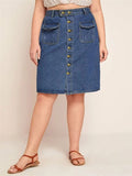 Women Plus Size Dresses Bodycon Skirt Women's Denim Skirt