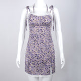 Body Fitting Dresses Summer Backless Slim Fit Lace-up Lace Sling Floral Dress