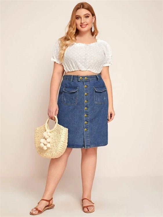 Women Plus Size Dresses Bodycon Skirt Women's Denim Skirt