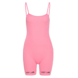 Women's Spring Clothing Sling Embroidered Sports High Waist Short Jumpsuit