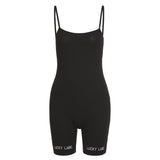 Women's Spring Clothing Sling Embroidered Sports High Waist Short Jumpsuit