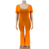 Women Plus Size Jumpsuits Tight-Fitting Solid Color Wide-Leg Jumpsuit