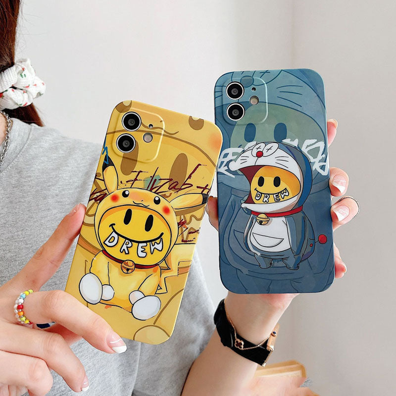 justin b drew phone case Doraemon Drew Iphone12pro Max Mobile Phone Case 8P Apple 11 Pikachu Xsmax