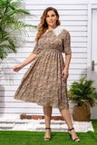 Women Plus Size Midi Dresses Lace Print Dress