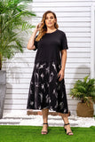 Women Plus Size Midi Dresses Fashion Stitching Loose Dress