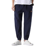 Linen Pants Straight Leg Pants Drawstring Lightweight Elastic Beach Pants Summer Men's Solid Color Loose Trousers