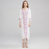 Embroidered Flower Fashion Split Dress