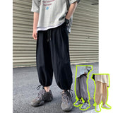 Linen Pants Straight Leg Pants Drawstring Lightweight Elastic Beach Pants Cotton and Linen Beam Feet Linen Bloomers