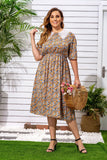 Women Plus Size Midi Dresses Lace Print Dress