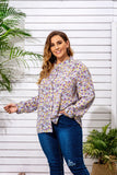 Women Plus Size Tops Spring Floral Long Sleeve Shirt