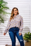 Women Plus Size Tops Spring Floral Long Sleeve Shirt