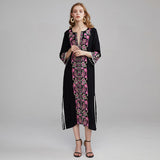 Embroidered Flower Fashion Split Dress