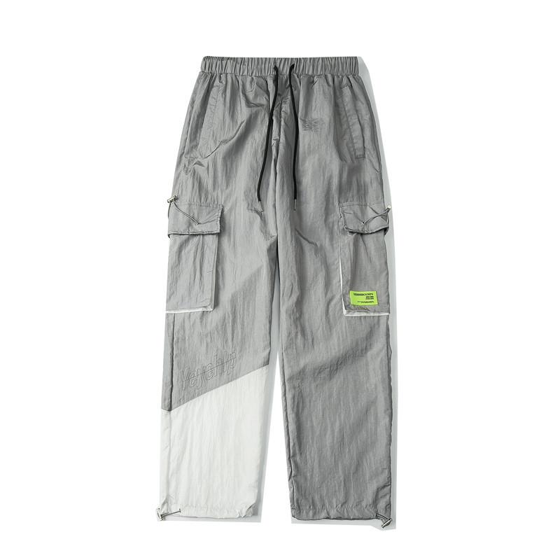 Men's Color Matching Multi-Pocket Cargo Pants Men's plus Size Retro Sports Street Contrast Color Hip Hop Loose Sports Straight Pants Men Pants