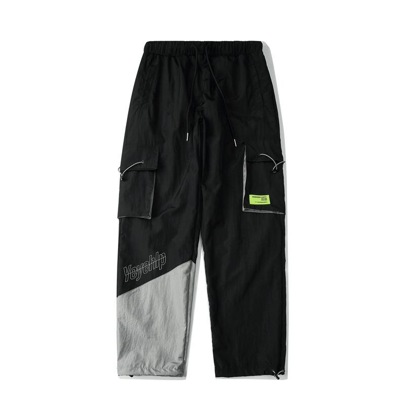 Men's Color Matching Multi-Pocket Cargo Pants Men's plus Size Retro Sports Street Contrast Color Hip Hop Loose Sports Straight Pants Men Pants