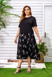 Women Plus Size Midi Dresses Fashion Stitching Loose Dress