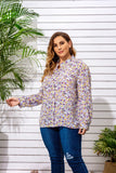 Women Plus Size Tops Spring Floral Long Sleeve Shirt