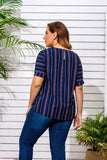 Women Plus Size Tops Striped Short-Sleeved Top