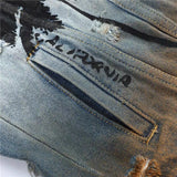 Spray Painted Jacket Coconut Ripped Denim Jacket Coat for Men and Women