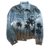 Spray Painted Jacket Coconut Ripped Denim Jacket Coat for Men and Women