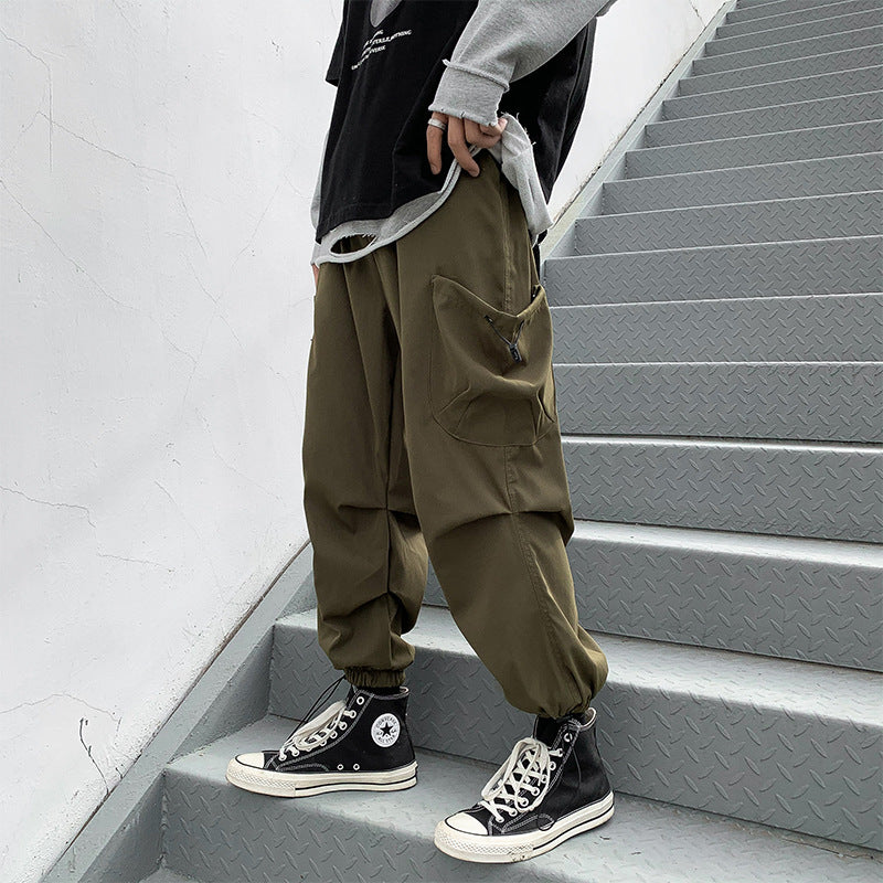 Men Cargo Pants Summer Overalls Men's Loose Casual Wide-Leg Pants