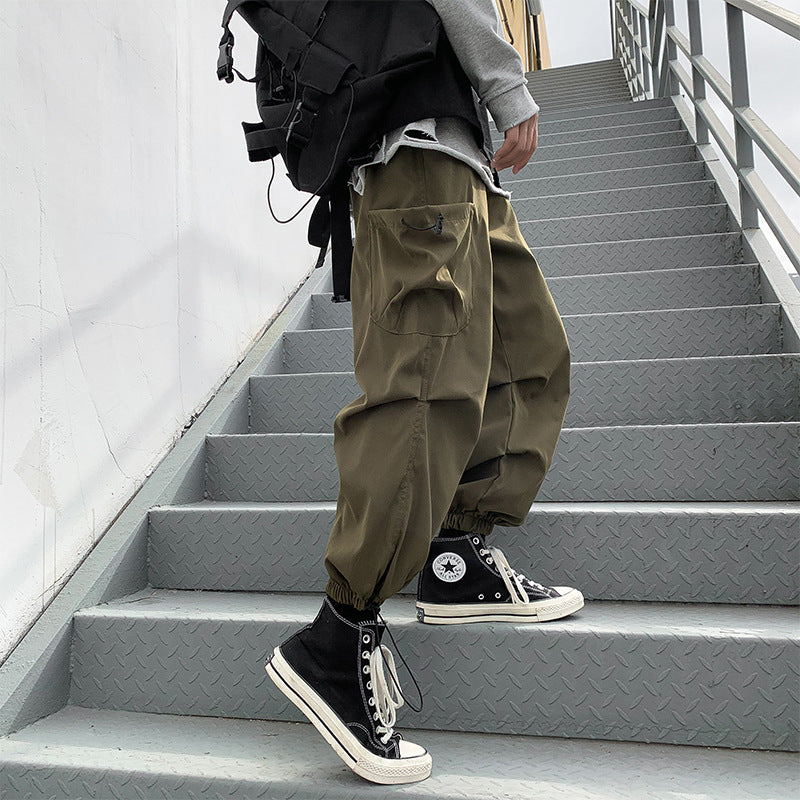 Men Cargo Pants Summer Overalls Men's Loose Casual Wide-Leg Pants