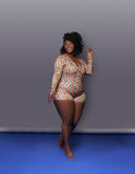 Women Plus Size One-Piece Clothes Printed Sexy Homewear One-Piece Pajamas