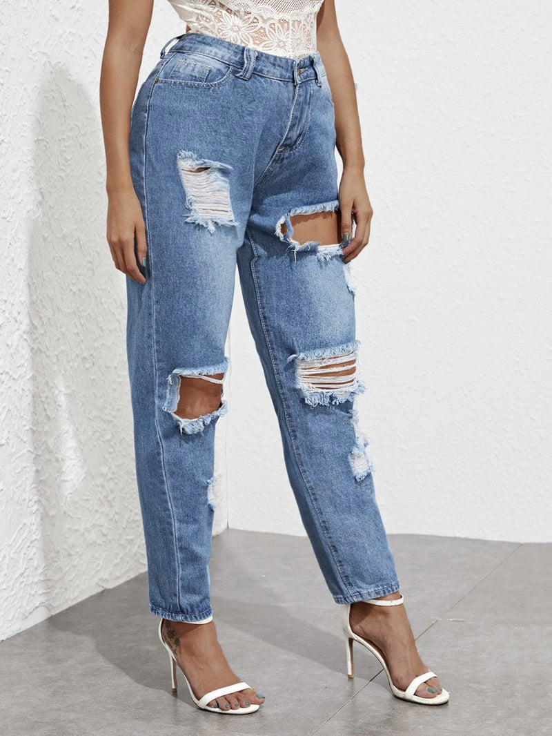 Women Plus Size Jeans Loose Ripped Sexy High Waist Jean for Women