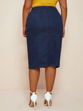 Women Plus Size Dresses Split Denim Skirt