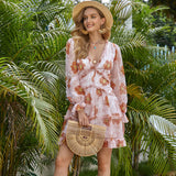 Bohemian Beach Dress Chiffon Floral Backless