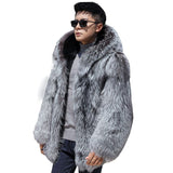 Beaver Coat Men Winter Warm Hooded Jacket Marten Overcoats