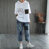 Anime Print Jeans Denim Pants Oversized Jeans Summer Ripped for men Pants