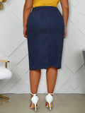 Women Plus Size Dresses Split Denim Skirt