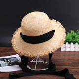 Straw Hat Flat Top Sun Hat Outdoor Beach Hat