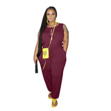 Women Plus Size Jumpsuits Knitted Loose Casual Solid Color Jumpsuit