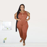 Women Plus Size Jumpsuits Knitted Loose Casual Solid Color Jumpsuit