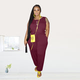 Women Plus Size Jumpsuits Knitted Loose Casual Solid Color Jumpsuit