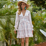 Bohemian Beach Dress Chiffon Floral Backless