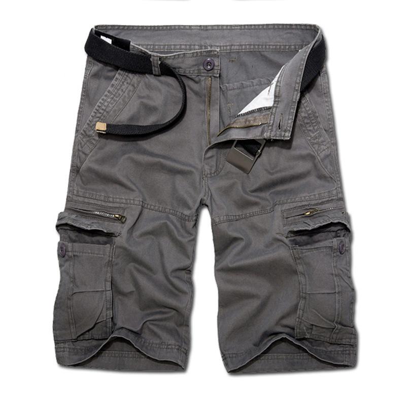Tactics Style Men Short Personalized Multi-Pocket Cotton Washed Overalls Middle Pants