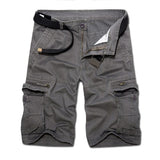 Tactics Style Men Short Personalized Multi-Pocket Cotton Washed Overalls Middle Pants