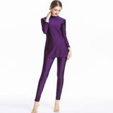Burkini Muslim Swimwear Solid Color Sportswear Three-Piece Set