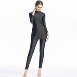 Burkini Muslim Swimwear Solid Color Sportswear Three-Piece Set