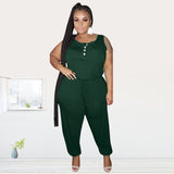 Women Plus Size Jumpsuits Knitted Loose Casual Solid Color Jumpsuit