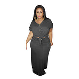 Women Plus Size Co-Ords Lace-up Knitted Fashion Casual Two-Piece Suit