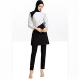 Burkini Muslim Swimwear Plus Size Conservative Swimsuit Color Matching Three-Piece Suit