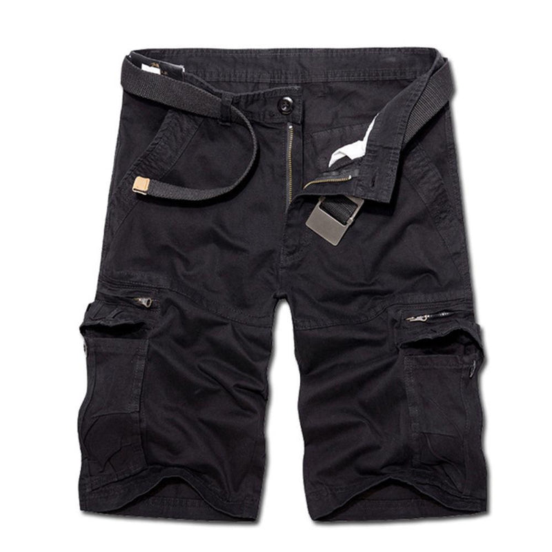 Tactics Style Men Short Personalized Multi-Pocket Cotton Washed Overalls Middle Pants