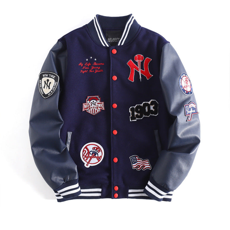 Yankee Letterman Jacket Outfit Senior Jackets Varsity Baseball College Coat Mlbny Autumn Winter Casual Embroidered Long Sleeve Jacket
