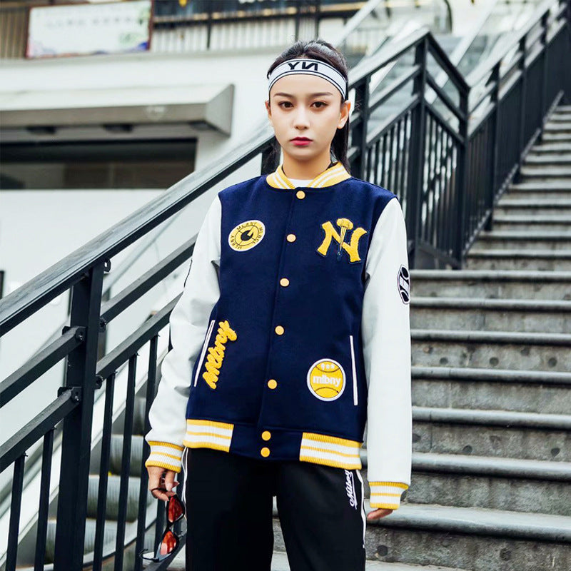 Yankee Letterman Jacket Outfit Senior Jackets Varsity Baseball College Coat Mlbny Spring and Autumn Baseball Uniform Casual Jacket Couple